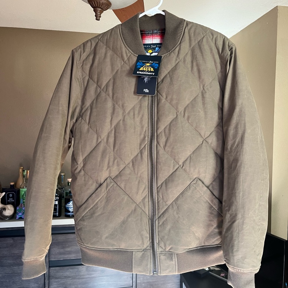 Eddie Bauer Brown Quilted Bomber Jacket Weather-Resistant